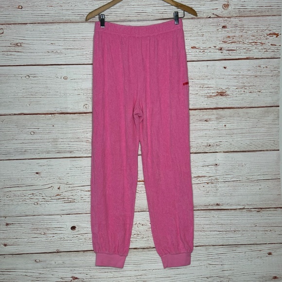 Suzi Kondi Pants - New Suzie Kondi The Tinos Slim Track Pants in Pink Cosmos Terry Sz M
